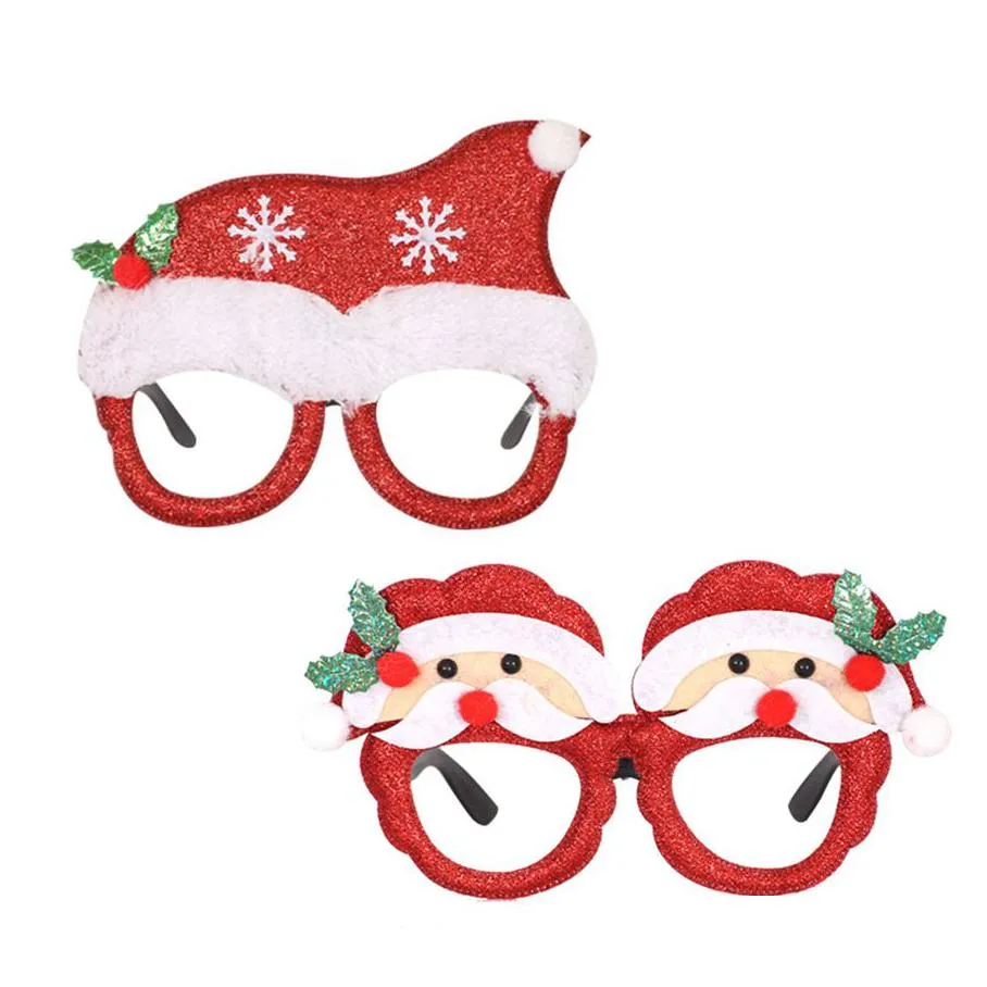 christmas cartoon glasses frame glittered santa snowman antler eyeglasses xmas party decoration photo prop holiday favors jk1910