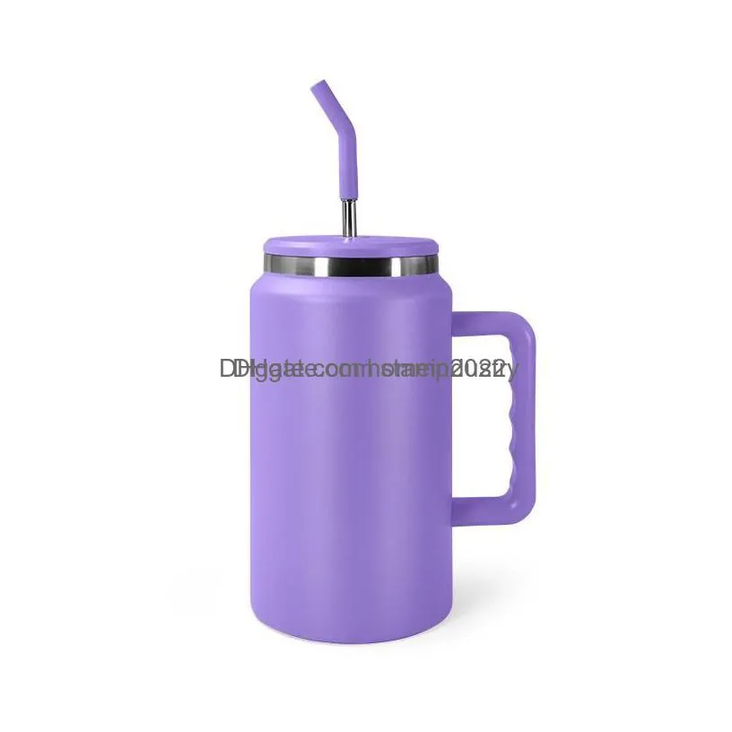mugs 50oz mug tumbler with handle powder coated travel coffee st double wall stainless steel water cup bottle large insated drop del