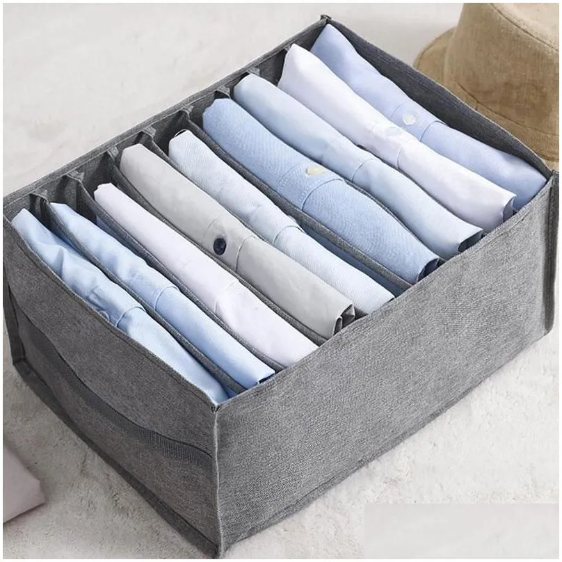 clothing wardrobe storage grids foldable clothes box closet drawer jeans pants bag compartment home cabinet organizer