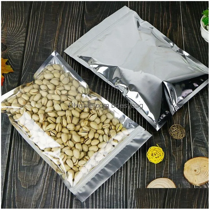100pcs a lot aluminum foil reclosable zipper bag plastic food storage bags self seal pouch packing 18 sizes