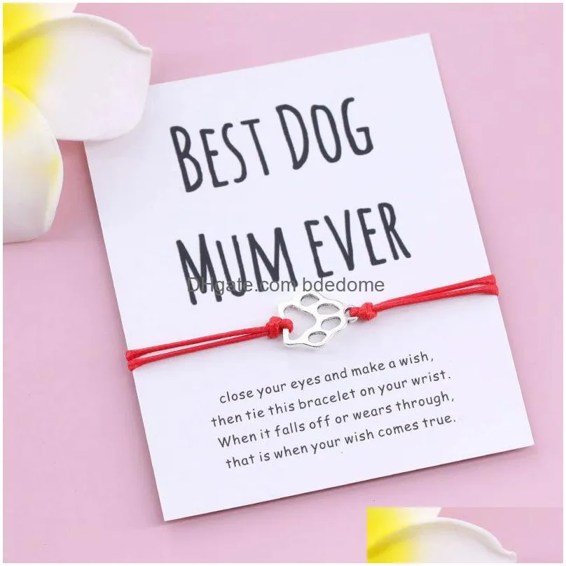 best dog mum ever bracelet dog mom charm paw print bracelet for women men friendship bracelet gift pet dog parent