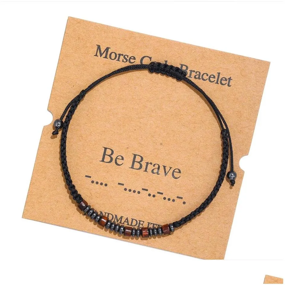 morse code braided wooden wood beaded chakras bracelets for couples multi styles choice