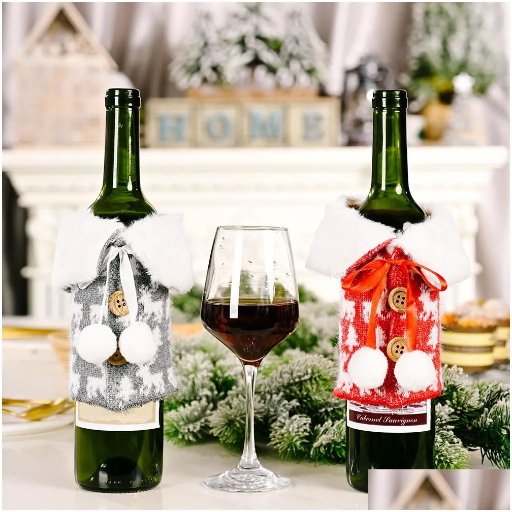 christmas sweater wine bottle cover champagne coat xmas party decorations home dinner table ornaments xbjk2108