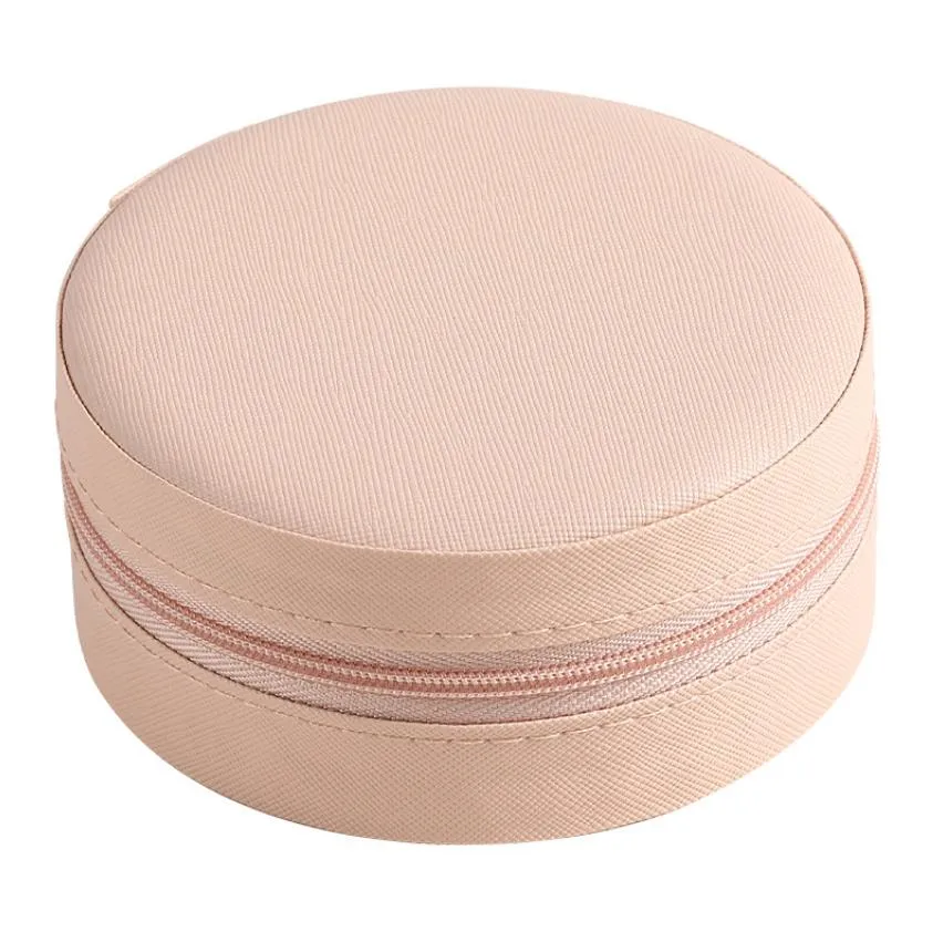 display travel jewelry round case boxes portable box pu leather storage packaging box organizer gift display case