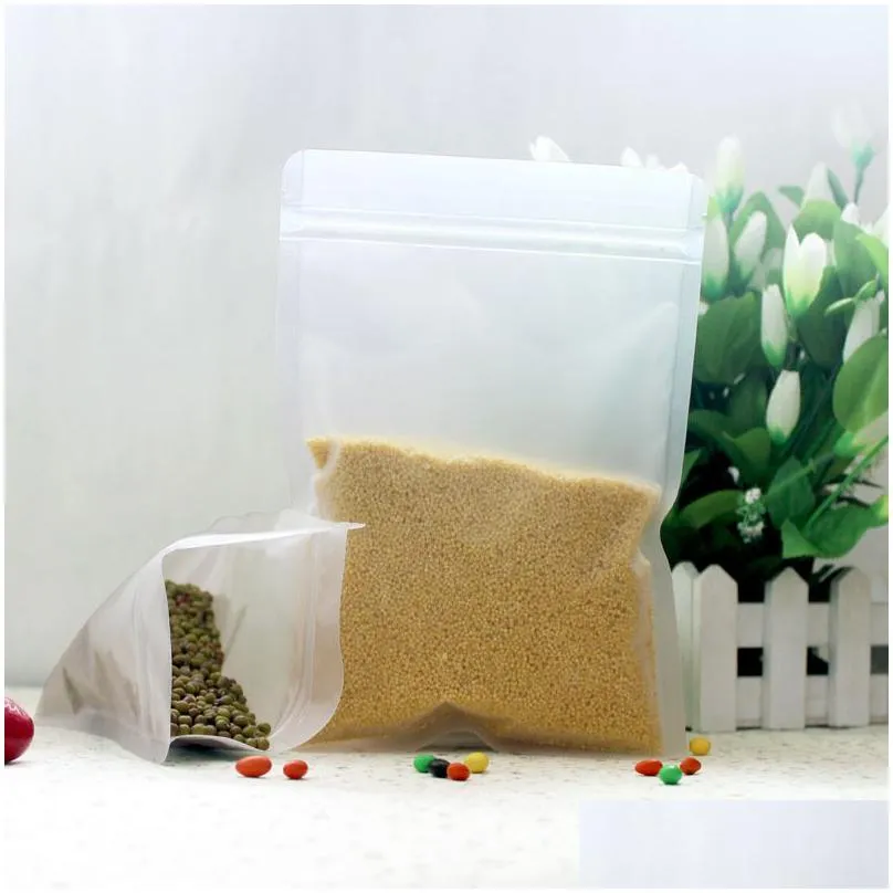 100pcs/lot matte frosted sealing pouch food packing bags reusable zipper flat bottom bag for snack food