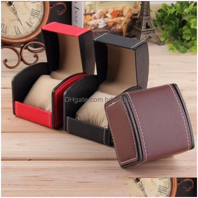 3 colors watch boxes durable pu leather watches cases bracelet bangle jewelry wristwatch box gift case with pillow