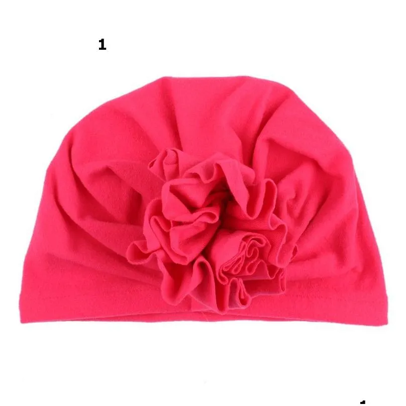 2018 winter autumn flower born baby elastic turban headbands hats for girls 10 colors infant beanie bohemian christmas giftes