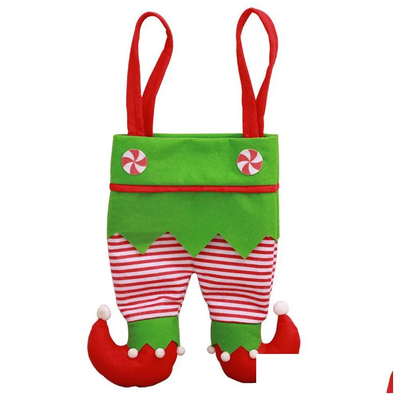 christmas elf candy bags santa elf spirit pants treat pocket decor holiday party gifts bags xmas decoration jk2010xb
