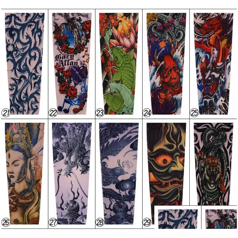 fashio elastic tattoo sleeves riding uv care cool printed sun-proof arm protection glove fake temporary tattoo