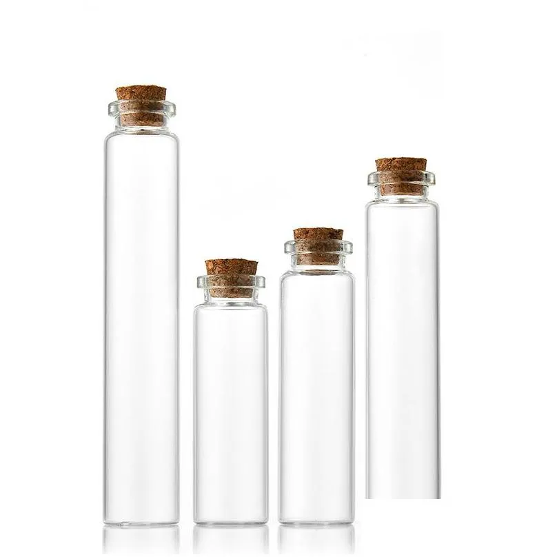 5-30ml mini glass bottles jars with wood cork stoppers for wedding favors halloween decorations