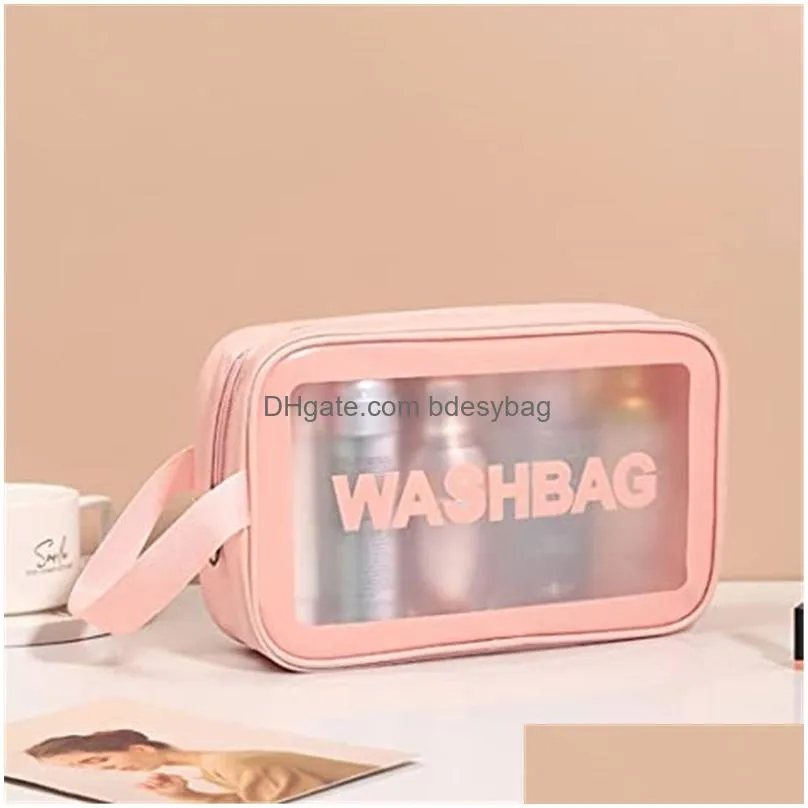 clear toiletry bag waterproof makeup cosmetic bags travel organizer large capacity pvc wash storage pouch