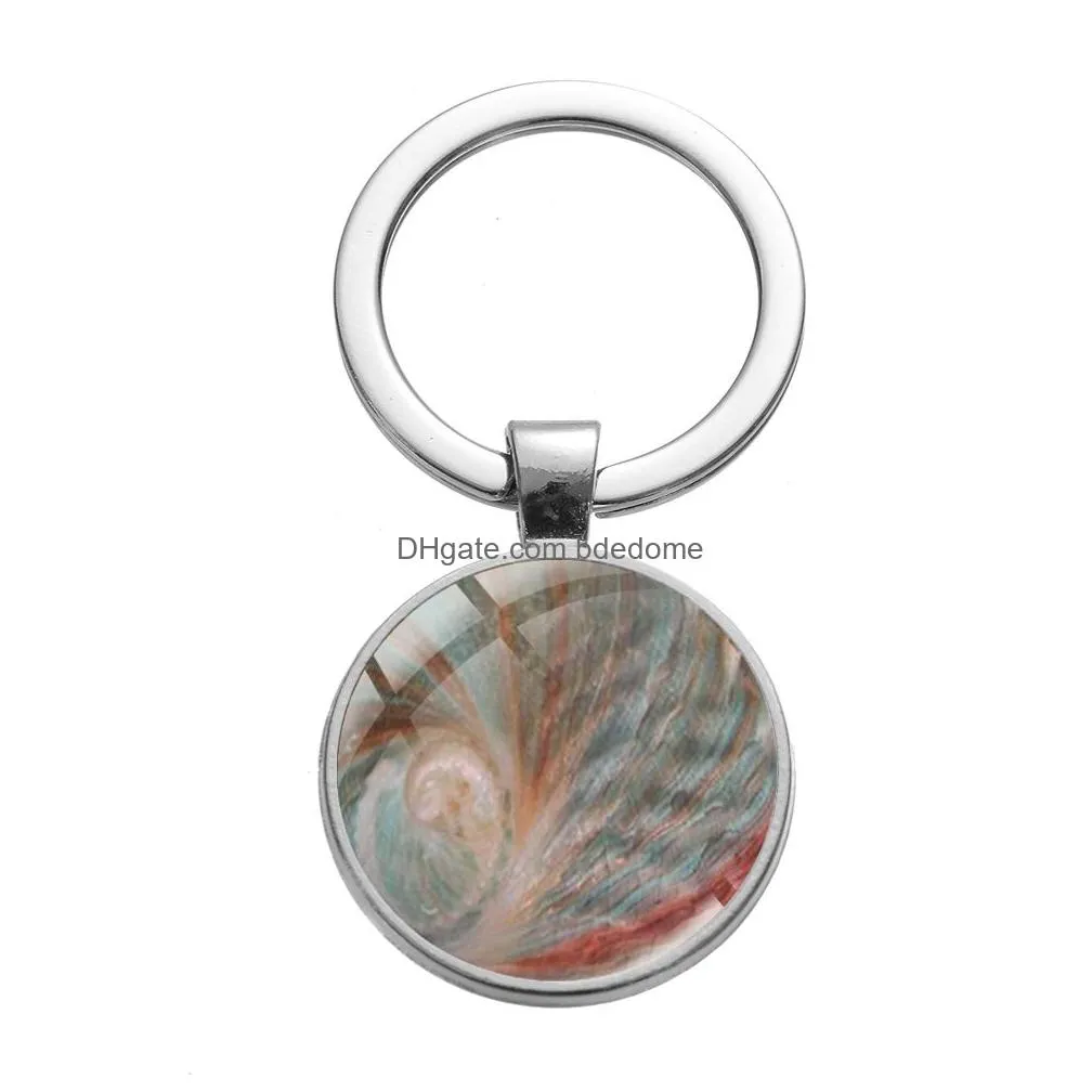 shell abalone pattern keychain colorful shell pictures ocean theme glass cabochon key chains delicate handbag decorations