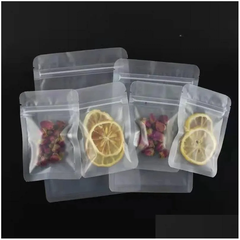 100pcs lot frosted plastic zipper bag flat bottom matte translucent food pouch smell proof bags kitchen storage pouches retail package
