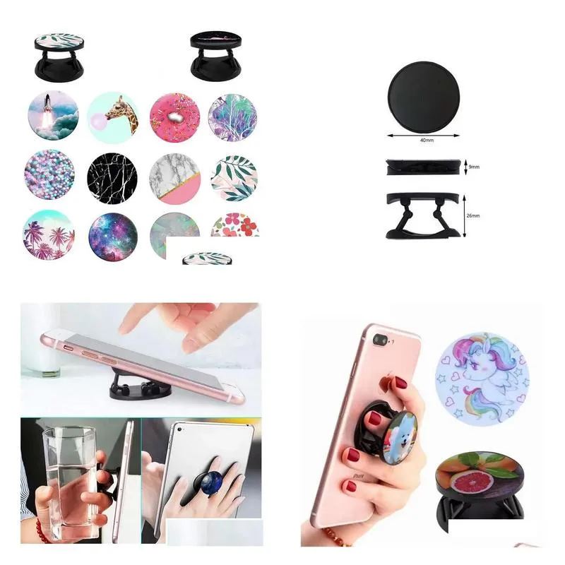 foldable finger holder cellphone holders grip bracket pocket socket phones stand with opp bag car mounts