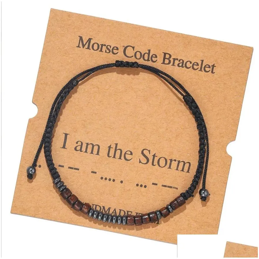 morse code braided wooden wood beaded chakras bracelets for couples multi styles choice