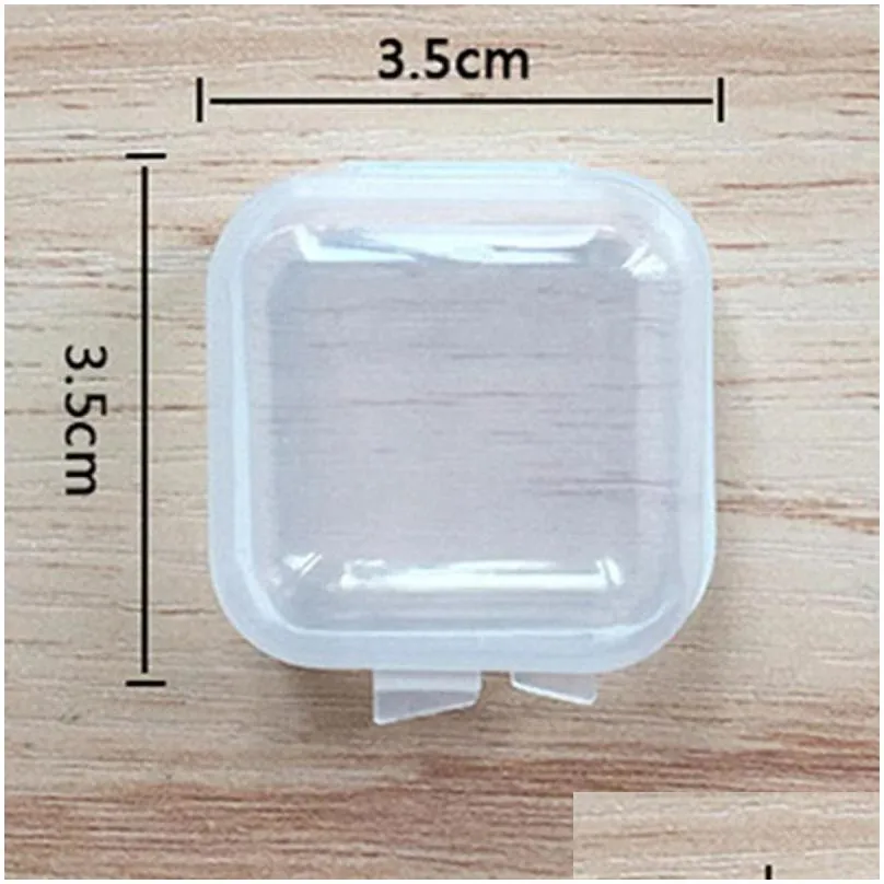 mini square storage containers box with hinged lid clear earplugs storage boxes transparent organizer