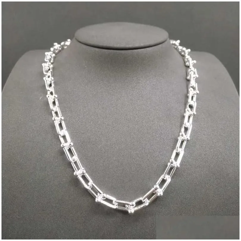 925 sterling silver necklace for women hardwear series chain link necklace charm small u type necklaces luxury brand jewelry q0603