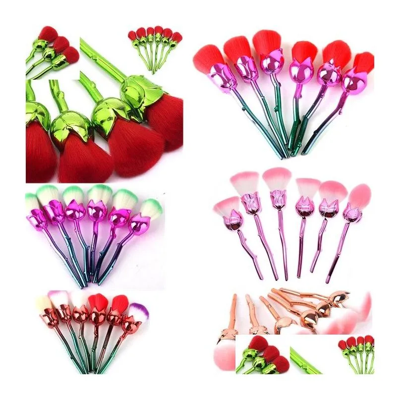 mermaid blending makeup brush sets 3d flower foundation cosmetic brush diamond brush kit thread cosmetic make up rainbow brushes set