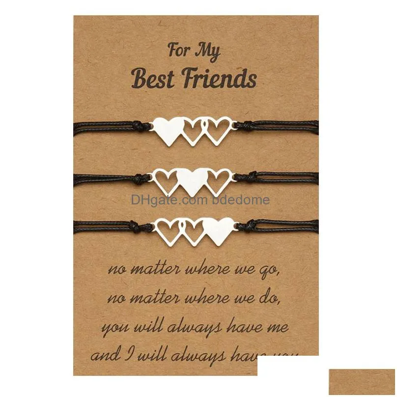 3pcs/set charm friendship infinite bracelets unbiological sister best friend bracelet with card soul sister bff bridesmaid gift