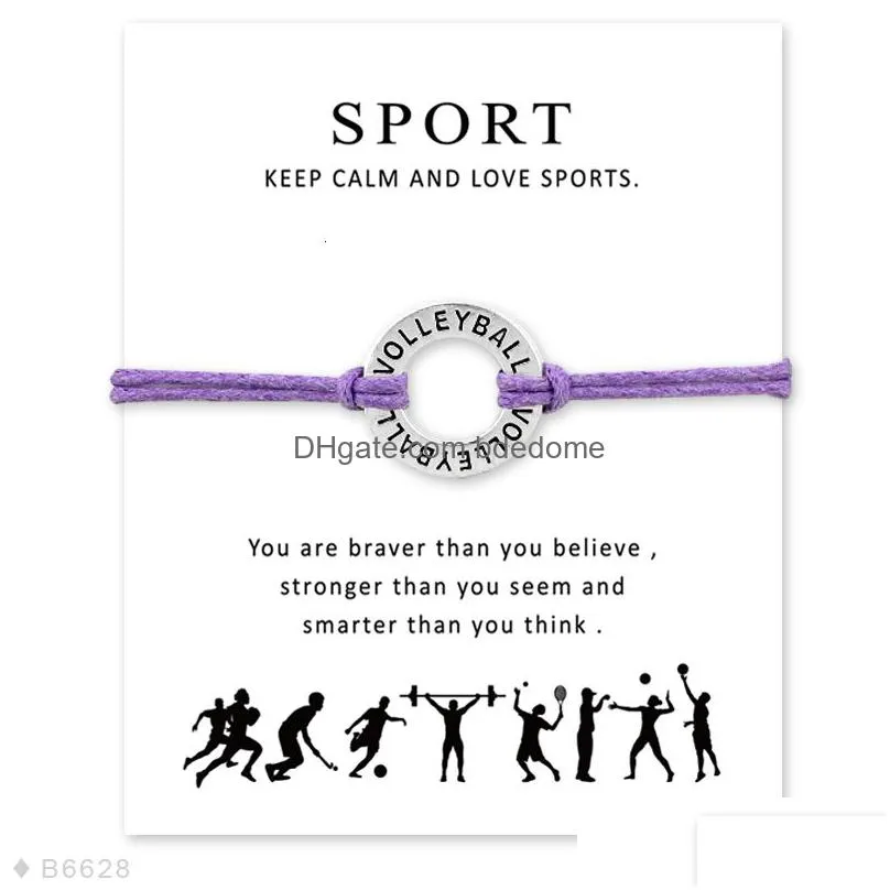 fashion basketball volleyball baseball softball soccer ice hockey tennis sports charm card bracelets women men jewelry gift custom