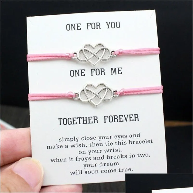 two parts partners best friend friendship bff love eight bracelet set couples gift