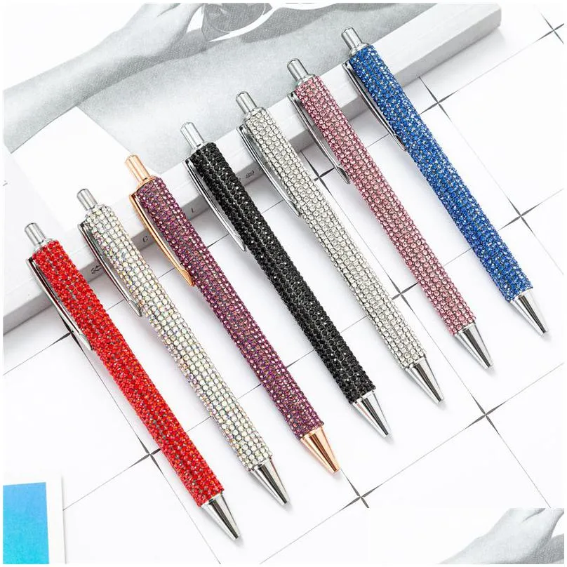 rhinestone bling metal ballpoint pens black ink medium point 1mm gift pen for christmas wedding birthday kdjk2112