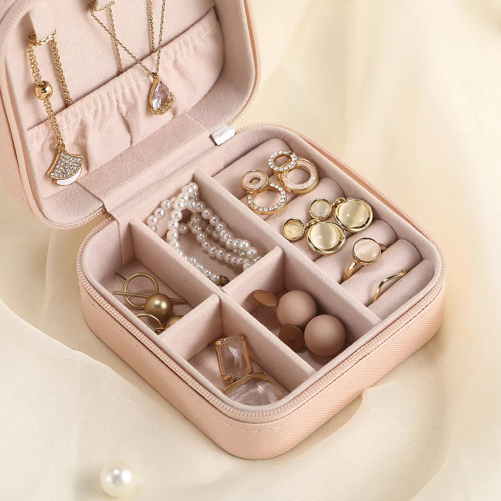 jewelry boxes packaging display portable small box women travel jewellery organizer pu leather mini case ring