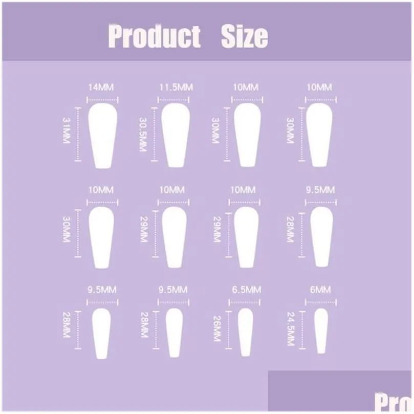false nails 24pcs/box ballerina full cover artificial manicure tool nail tips wearable purple long coffin fake