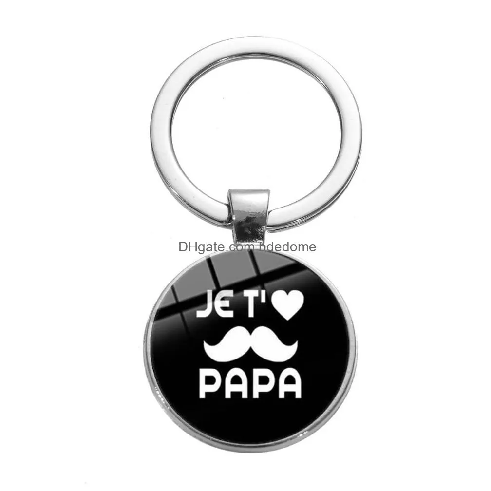 je taime maman love heart photo keychain french letter i love mother crystal key chain for papa mom llaveros keyring jewelry