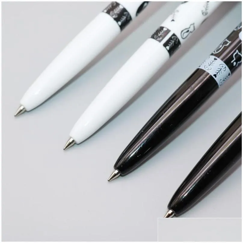 wholesale pens 60 pcs durable cat pattern ballpoint pen 2 color stationery ballpoint pen 0.5mm blue ink school office supplies gift