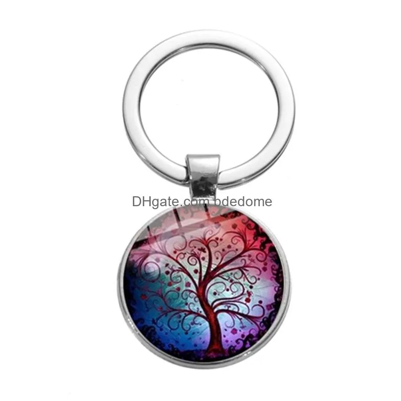 tree of life keychain life tree of hearts art picture handmade glass key chain romantic gift charm purse bag accessories