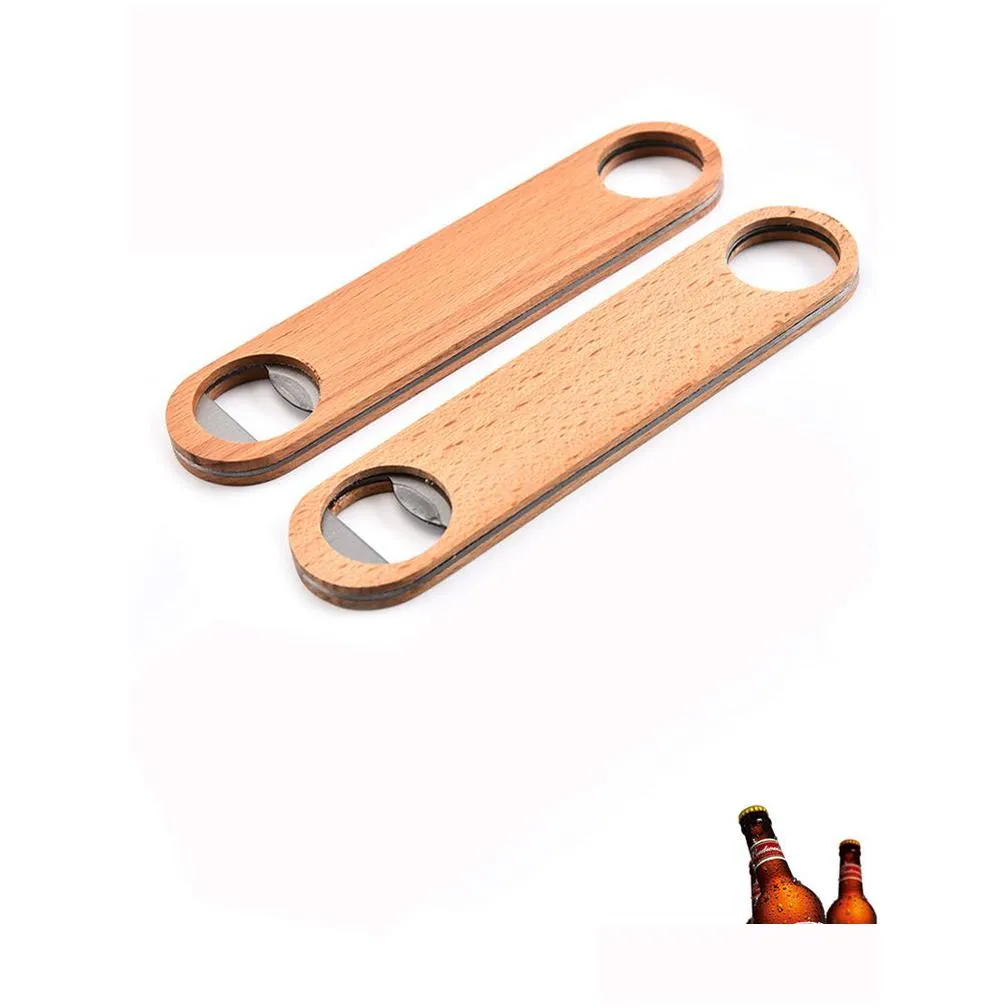 flat speed bottle opener wooden handle beer openers kitchen bar tools easy to use wedding favor xbjk2211