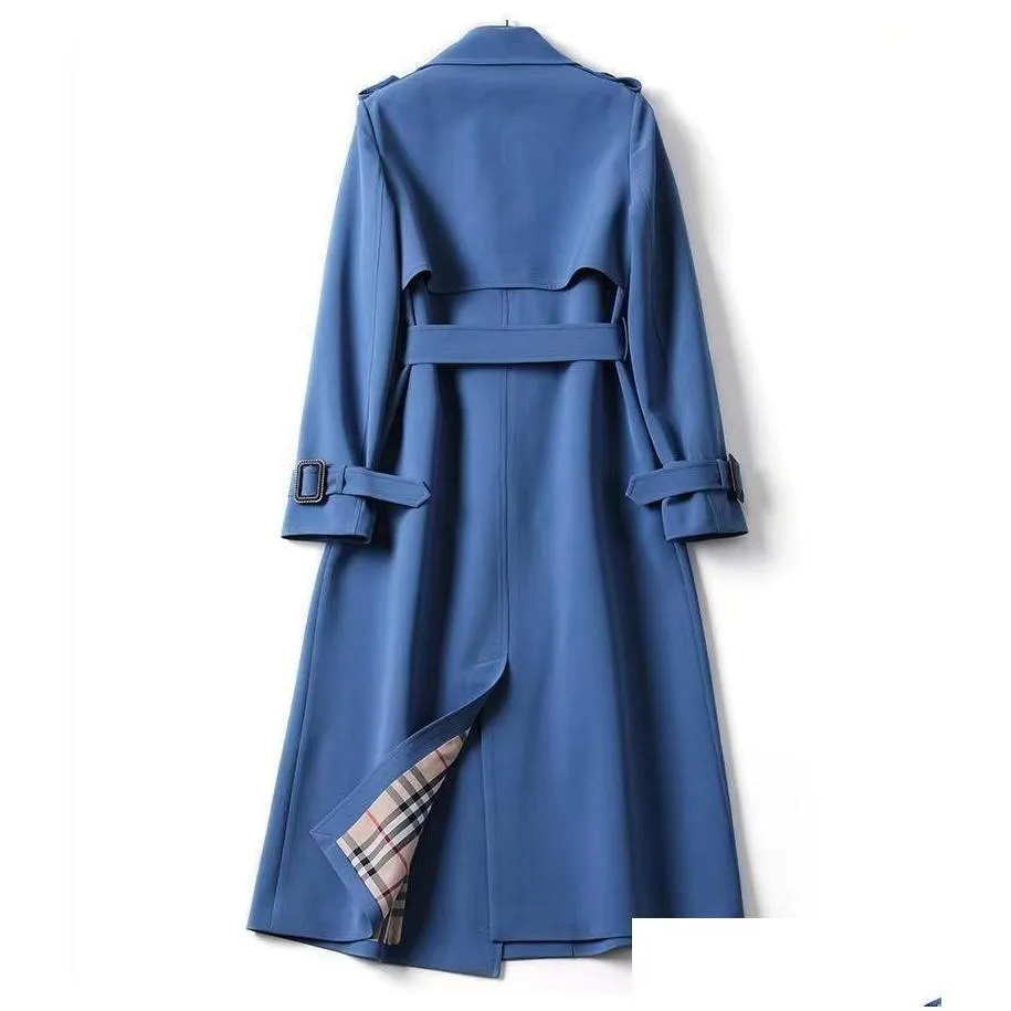womens trench coats spring autumn designer long women trench coat double breasted khaki dress loose coats lady outerwear fashion