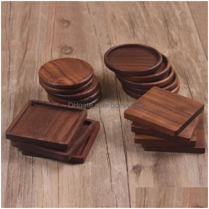 wood placemats decor heat resistant drink pad home table tea coffee cup mat square round drink mat