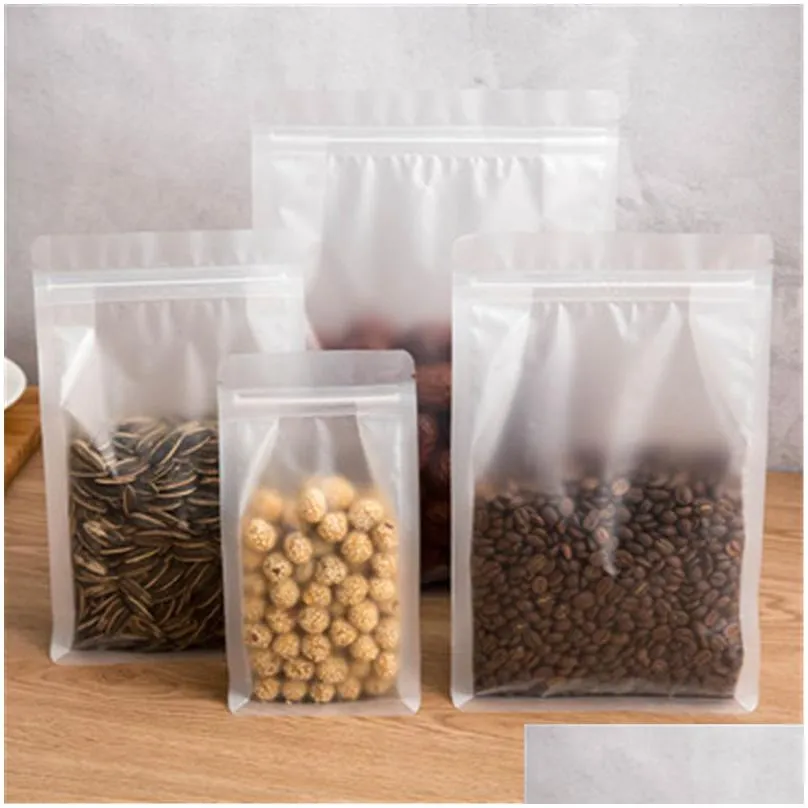 frosted stand up matte bag plastic zipper pouch reusable airtight food storage packaging bags flat bottom pouches for tea snack