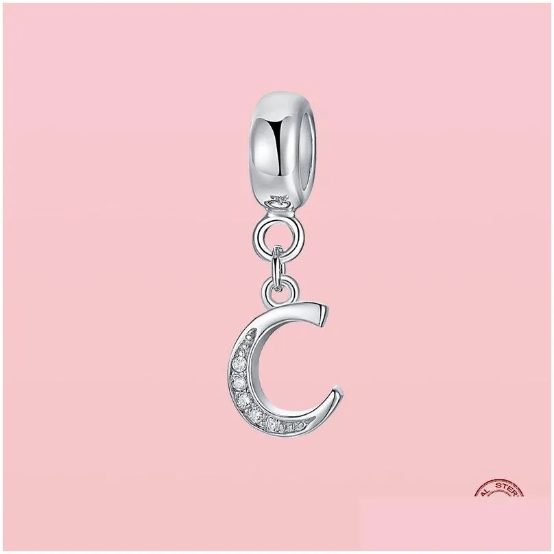 925 silver fit pandora charm 925 bracelet alphabet a-z letter pendant charms set pendant diy fine beads jewelry