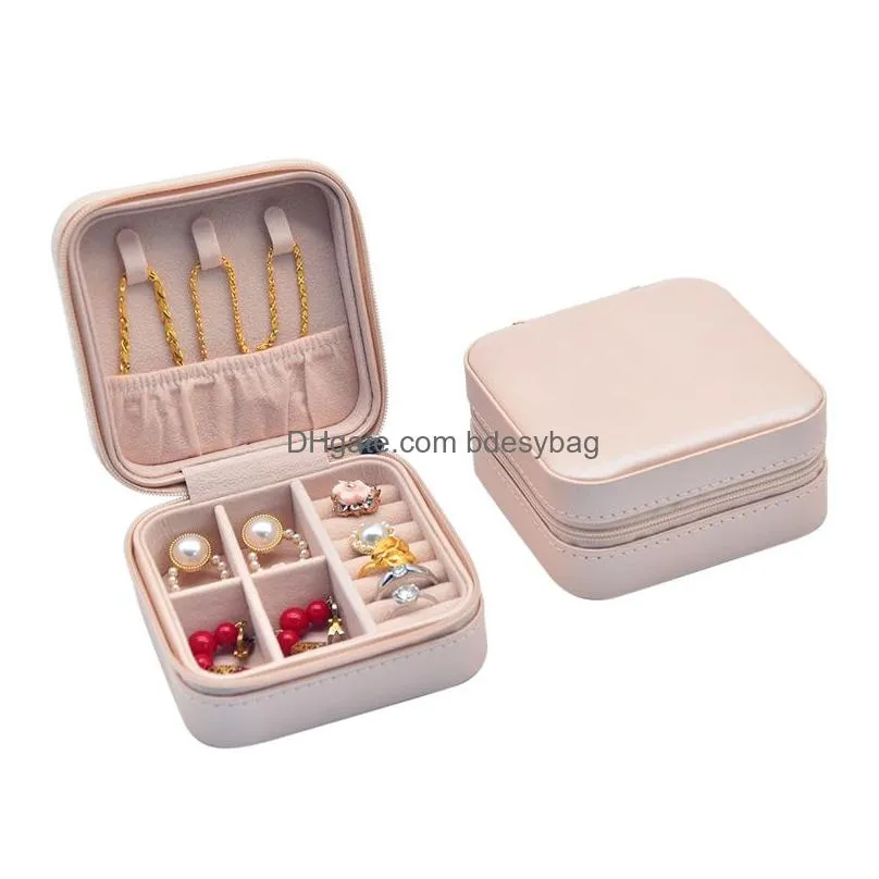 pu leather jewelry box small travel jewellery organizer storage case for rings earrings necklace beads pendants