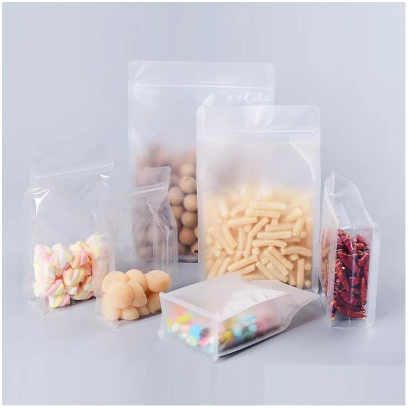 frosted stand up matte bag plastic zipper pouch reusable airtight food storage packaging bags flat bottom pouches for tea snack