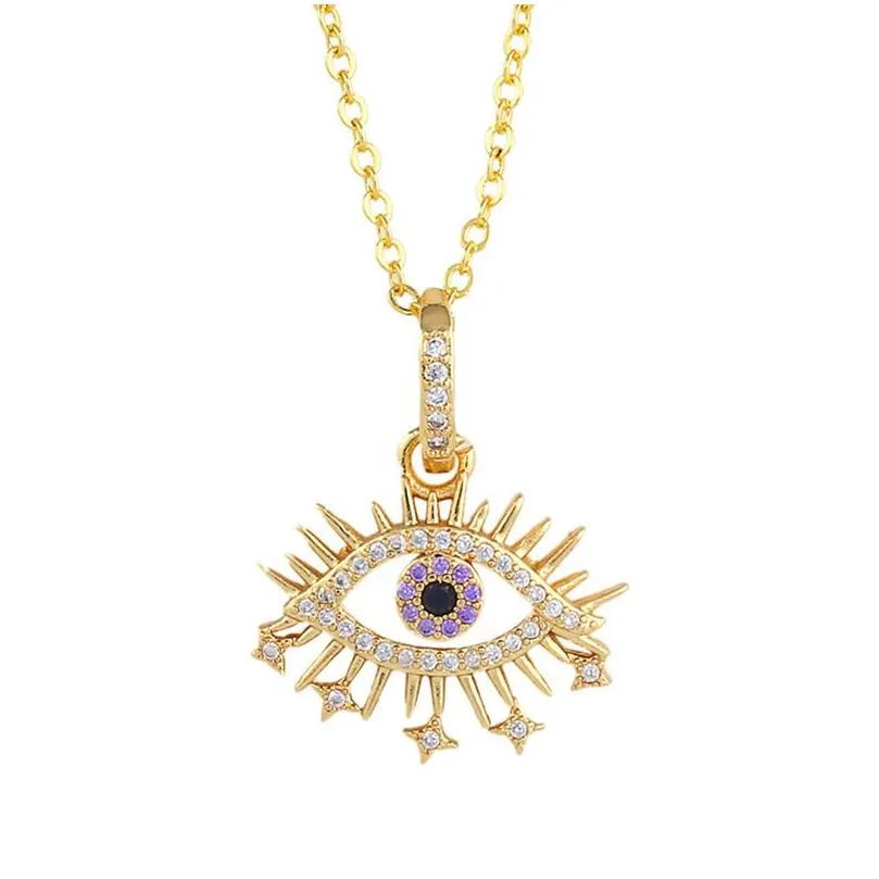 evil eye necklace iced out pendant luxury colorful cz collar necklaces fashion women girl 18k gold plated cubic zirconia choker jewelry