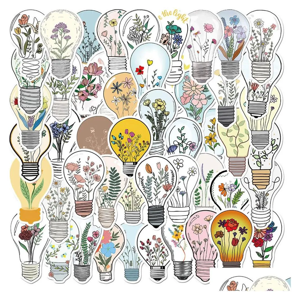 50pcs graffiti skateboard stickers creative bulb flower for car baby scrapbooking pencil case diary phone laptop planner decoration book album kids toys