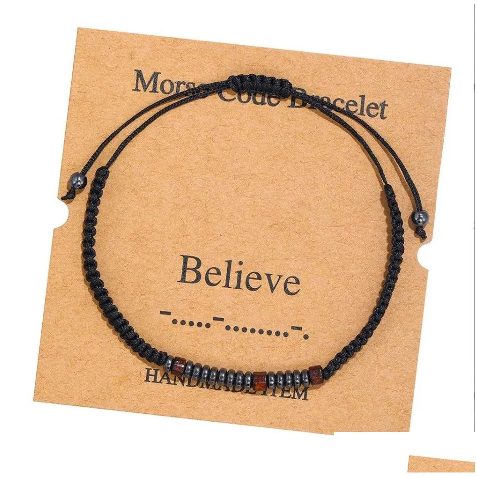 morse code braided wooden wood beaded chakras bracelets for couples multi styles choice