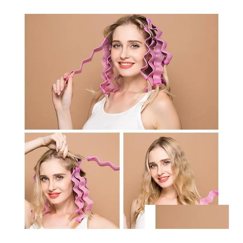 12pcs magic heatless rollers curlers style roller sticks 30cm wave formers curling hair styling tools diy 2207049976355