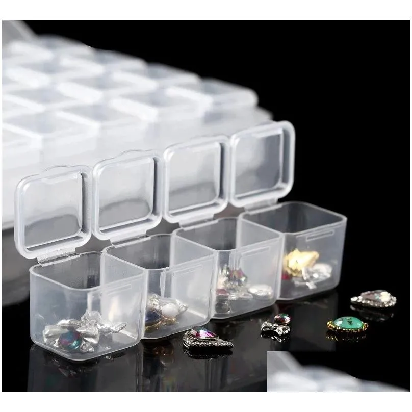 nail art decorations 28 grids empty decoration storage case box glitter rhinestone crystal beads container