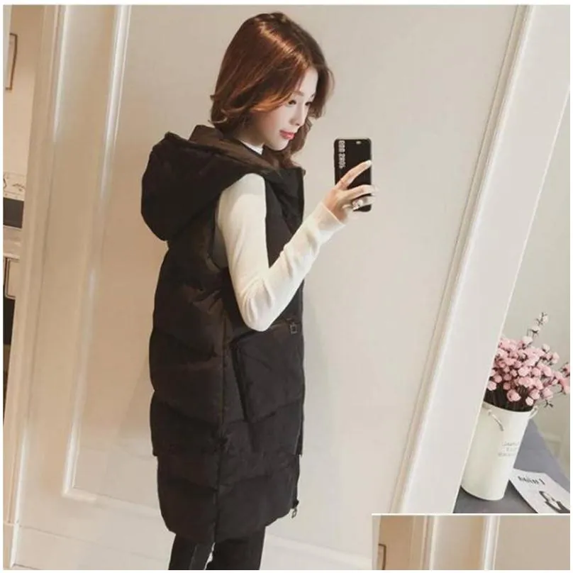 autumn winter cotton coats vest thick women ladies casual waistcoat female sleeveless long vest jacket slim fit warm puffer coat