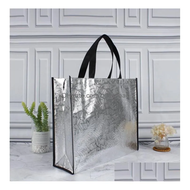 reusable women shopping bag large capacity canvas gift wrap travel storage bags laser glitter female handbag grocery canvas tote