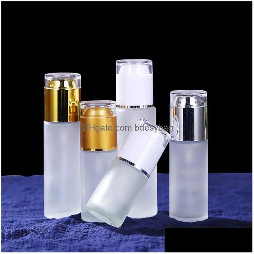 30ml 40ml 50ml 60ml 80ml 100ml frosted glass bottle empty cosmetic container lotion spray pump bottles for travel home use