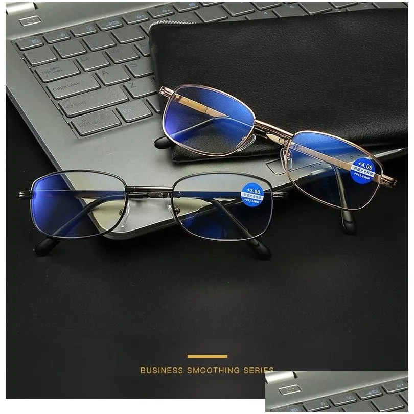  men women bifocal reading eyeglasses presbyopic spectacles clear glass lens unisex rimless anti-blue light glasses