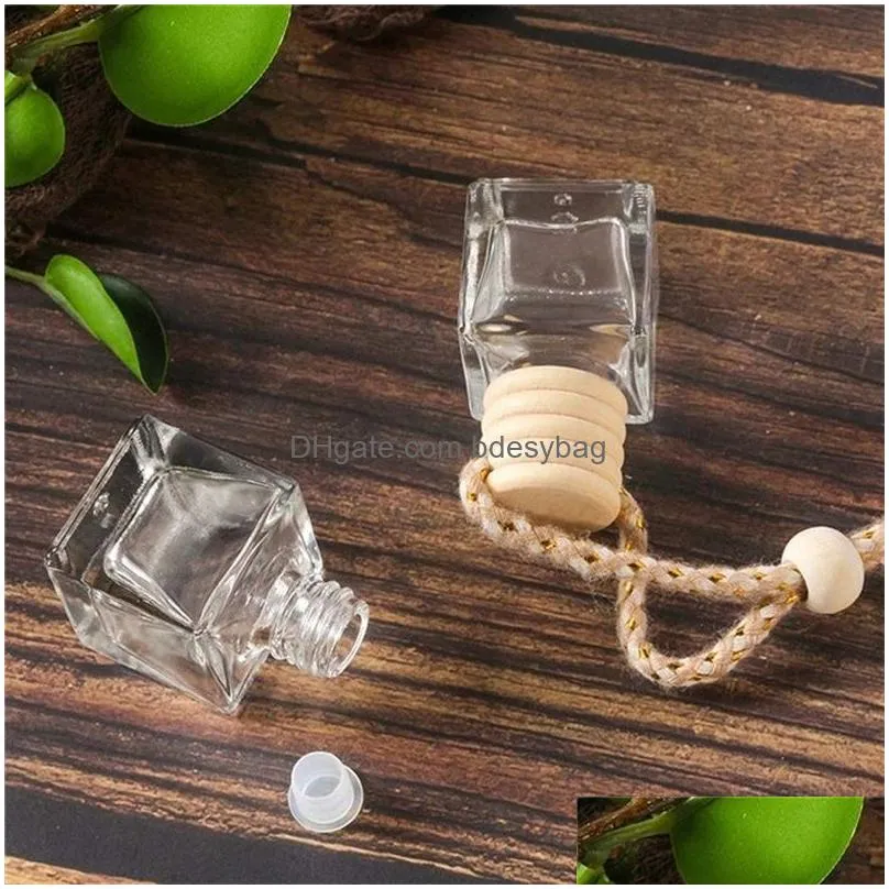 car hanging perfume bottle pendant air freshener diffuser empty refillable glass bottles package for essential oils ornaments