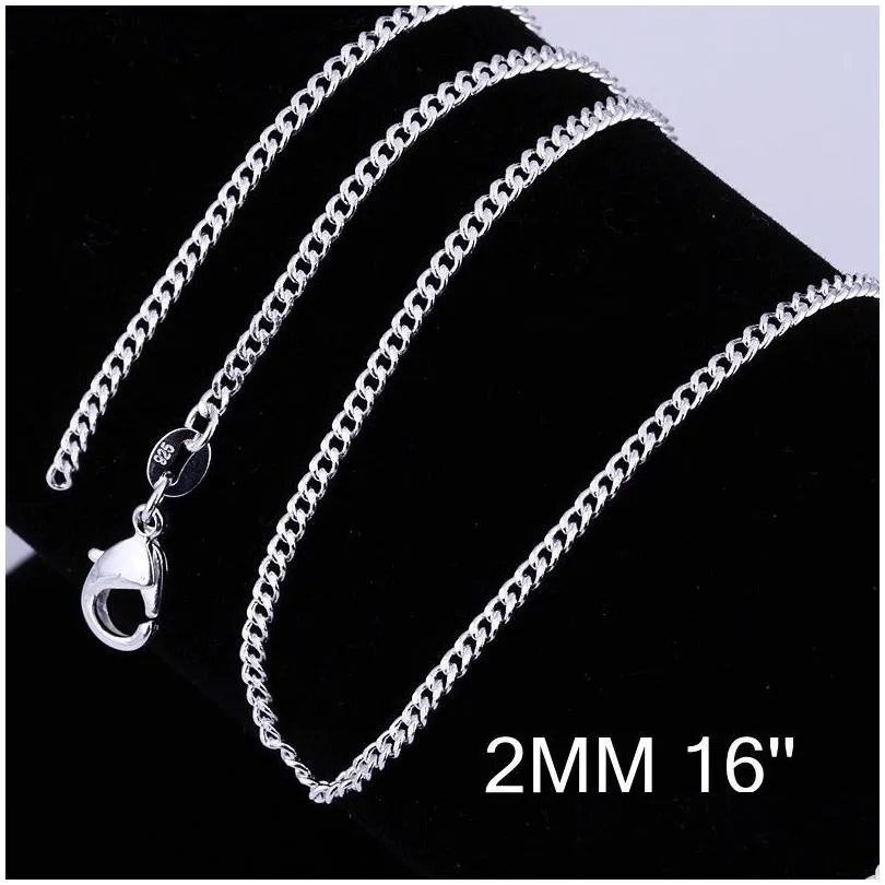 2017 factory sale 10pcs 16-30 genuine solid 925 sterling silver fashion curb necklace chain jewelry with lobster clasps