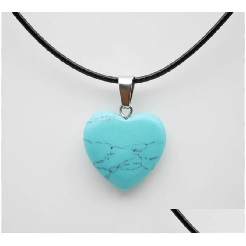 natural stone heart pendant quartz crystal agates turquoises malachite stone for jewelry making necklace